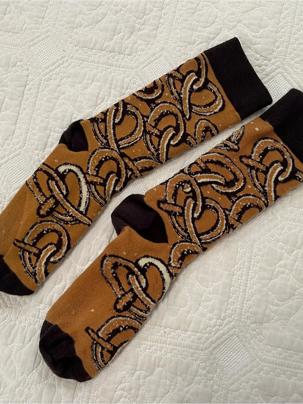 Primitives by Kathy Brown Pretzel Pattern Crew Socks with Dark Brown Accents